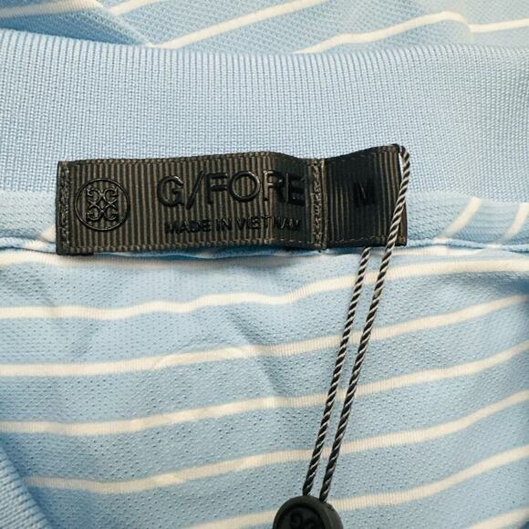 GFore Polo Shirt Men’s Medium Golf Blue White‎ Striped Logo G/Fore - Picture 2 of 11